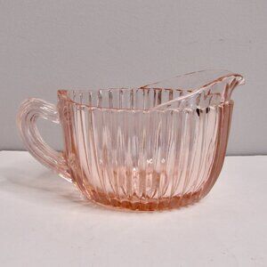 Vintage Pink Depression Glass Creamer Anchor Hocking Queen Mary Ribbed Art Deco